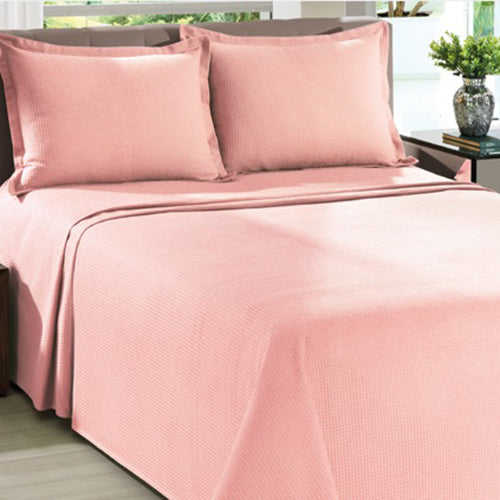 Kit Colcha King Döhler Piquet Lisa 100% Algodão - Salmão 10787