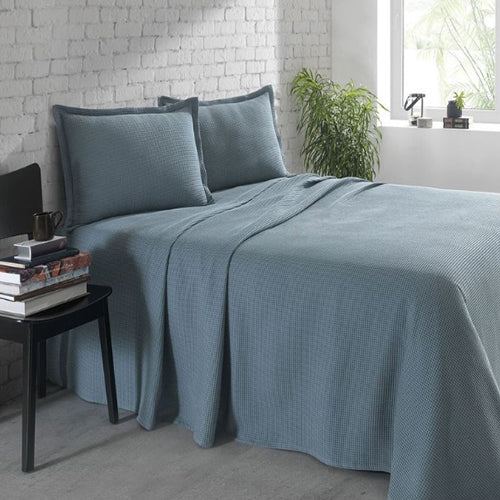Kit Colcha King Döhler Piquet Lisa 100% Algodão - Petróleo 11994