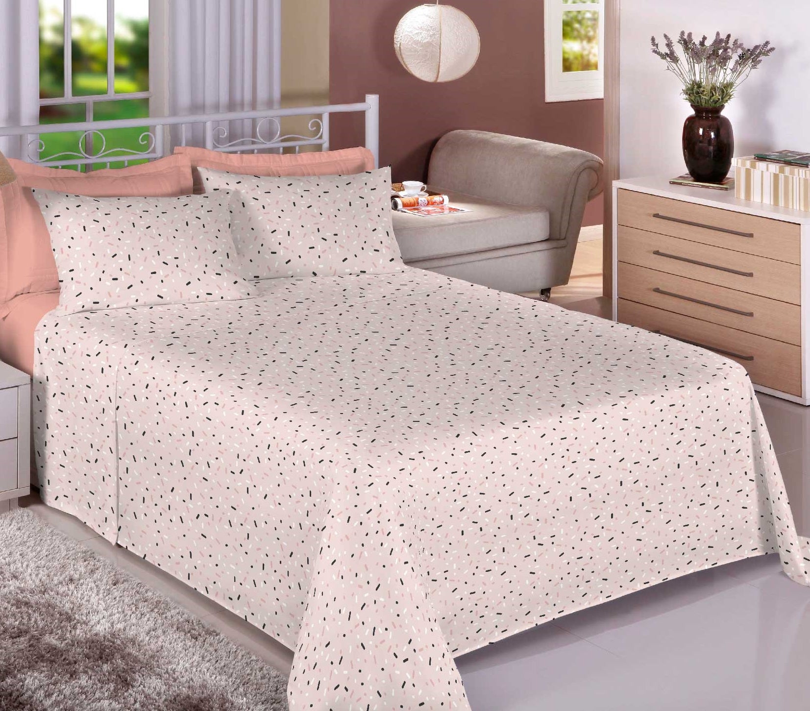 Jogo de Cama Casal Estamparia 150 Fios - Premium 7611