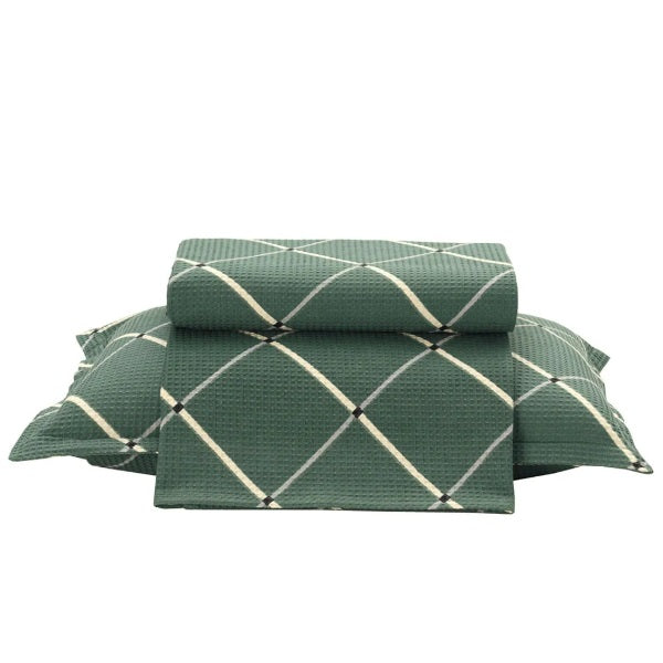 Kit Colcha Solteiro Döhler Piquet Estampada 100% Algodão - Gaia