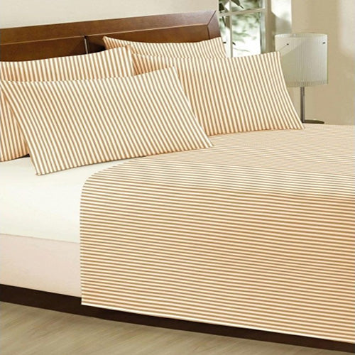 Lençol Casal sem elástico Teka Listrado - Bege