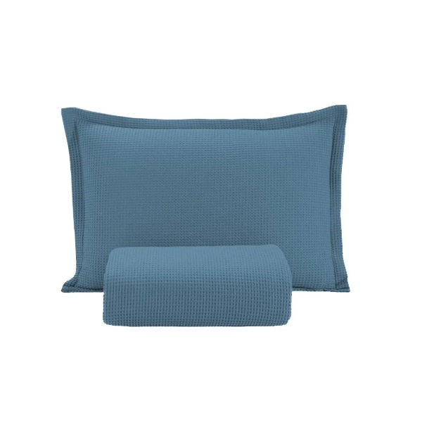 Kit Colcha Solteiro Döhler Piquet Lisa 100% Algodão - Azul