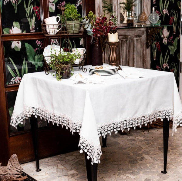Toalha de Mesa Rafimex Renda - Branca 1,80x2,75m