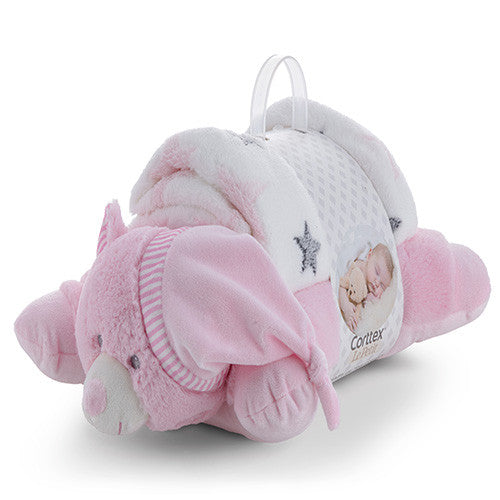 Manta Le Petit Com Travesseiro Corttex - Urso Rosa