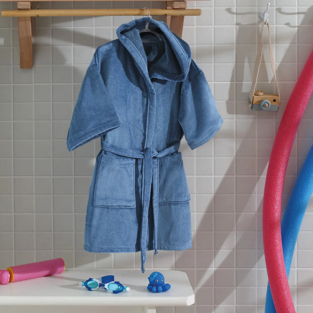 Roupão Infantil Com Capuz Döhler Aveludado - 3 a 6 anos-Azul