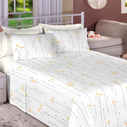 Jogo de Cama Solteiro King 1,10 Estamparia 200 Fios - 7440