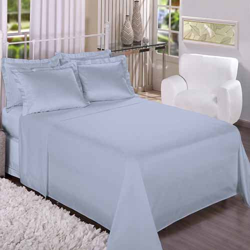 Jogo de Cama Solteiro King 1,10 Estamparia 200 Fios - Azul