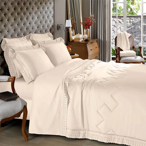 Jogo de Cama Queen Buettner Cristal Renascença 300 Fios - Marfim