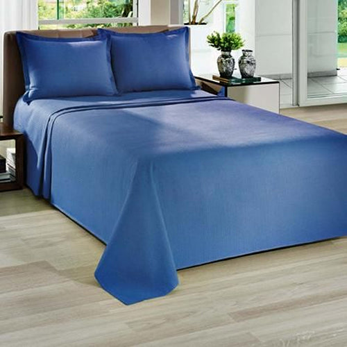 Kit Colcha King Döhler Piquet Lisa 100% Algodão - Azul 10195