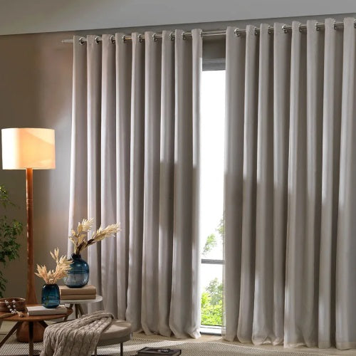 Cortina Tecido + Blackout PVC 100% Bellini 4,20x2,50m - Bege