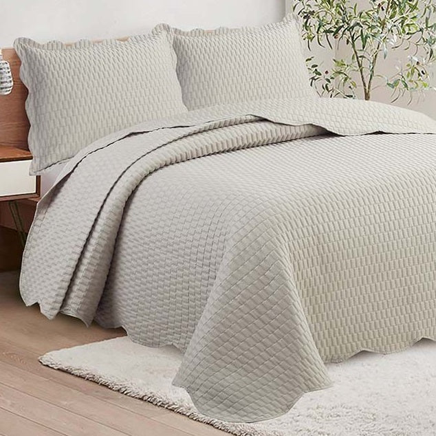 Colcha Solteiro Camesa Ilusion Bricks - Bege