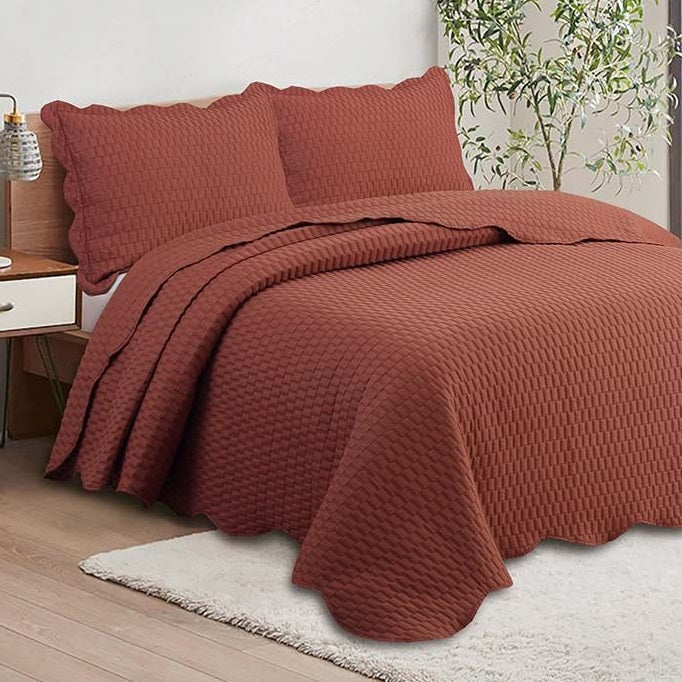 Colcha King Camesa Ilusion Bricks - Terracota