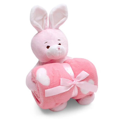 Kit Manta e Pelúcia Baby Buettner - Coelho Rosa