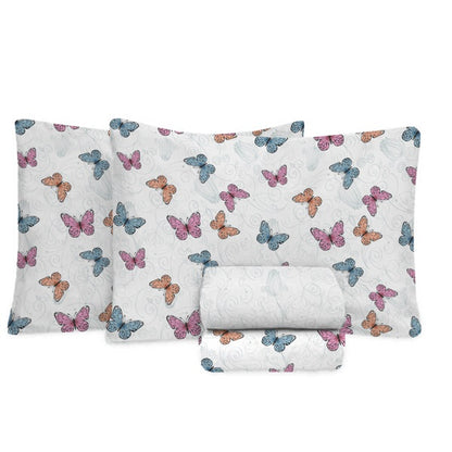 Jogo de Cama King Estamparia 180 Fios - Composê 7955