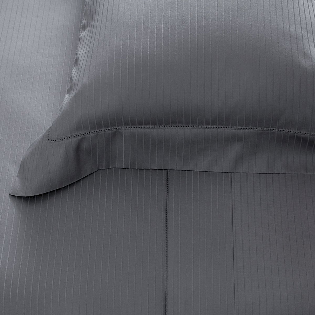 Jogo de Cama Casal Buddemeyer Damask Stripes Cetim 300 Fios - Grafite