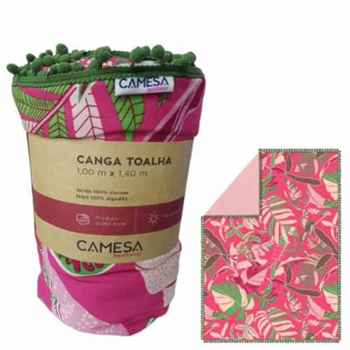 Toalha Canga Camesa Beachwear - Folhagem Pink