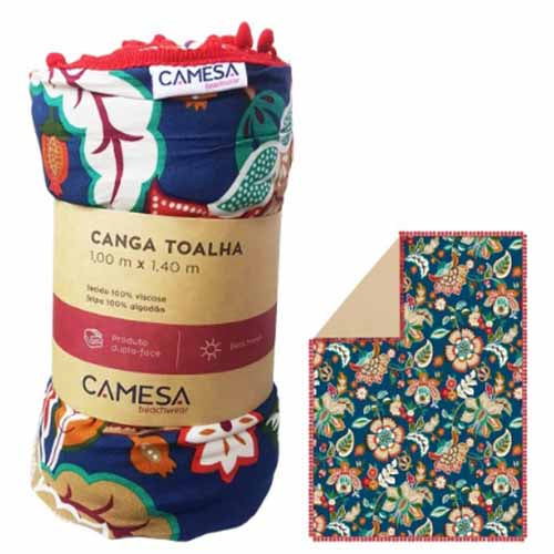 Toalha Canga Camesa Beachwear - Folhagem Marinho