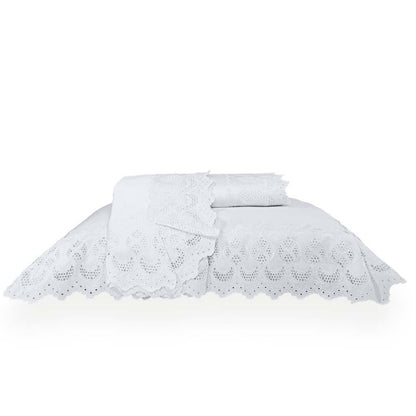 Jogo de Cama Queen 300 Fios Marken Fassi - Milos Branco e Bege