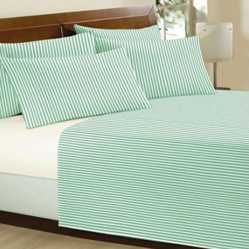Lençol Solteiro sem elástico Teka Listrado - Verde