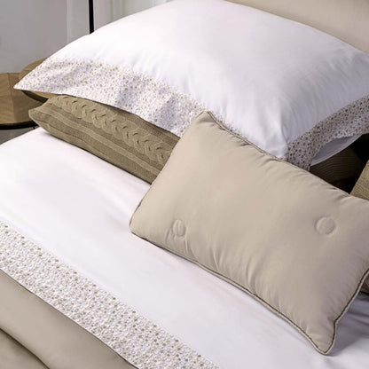 Jogo de Cama Queen 300 Fios Marken Fassi - Milos Branco e Bege