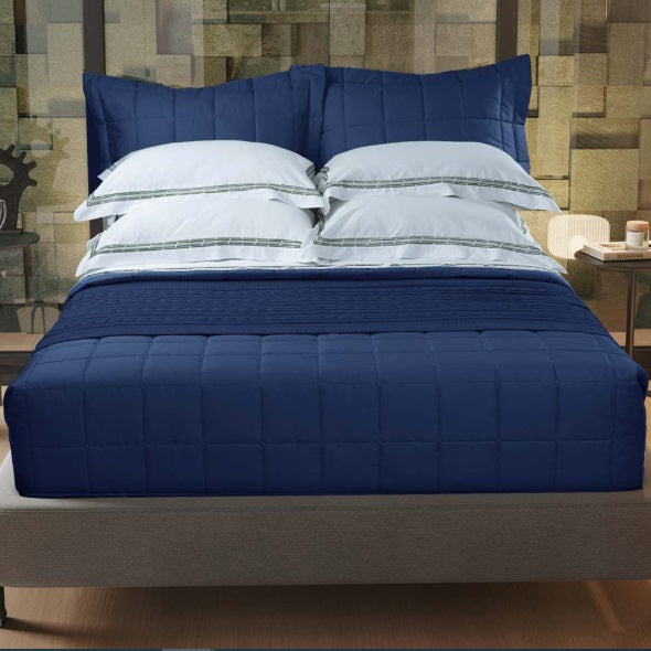 Jogo de Cama King 300 Fios Marken Fassi - Piazza Branco com Azul