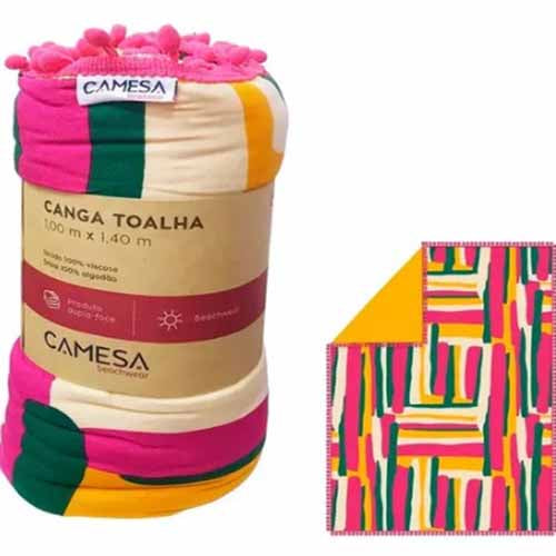 Toalha Canga Camesa Beachwear - Pink Geométrico