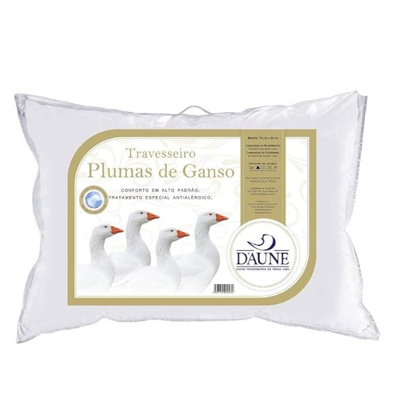 Travesseiro Daune 100% Plumas de Ganso 50 x 70cm