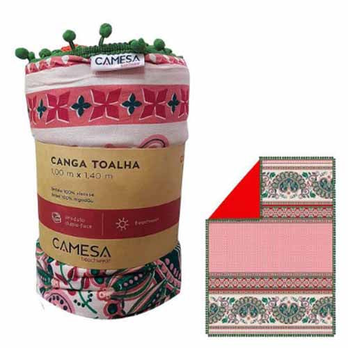 Toalha Canga Camesa Beachwear - Poa Rosa