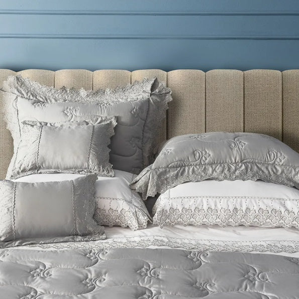 Jogo de Cama King 200 Fios Marken Fassi Lumière - Selenita Branco com Cinza