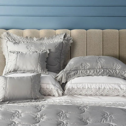 Jogo de Cama King 200 Fios Marken Fassi Lumière - Selenita Branco com Cinza