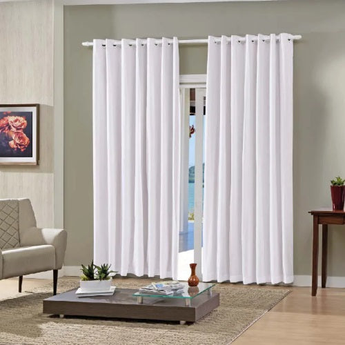 Cortina Pratika Slim Bella Janela Tecido + Blackout 2,60x2,30m - Branca