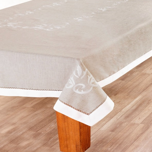 Toalha de Mesa Quadrada Rafimex - Ponto Ajaur Bege 1,80x1,80m