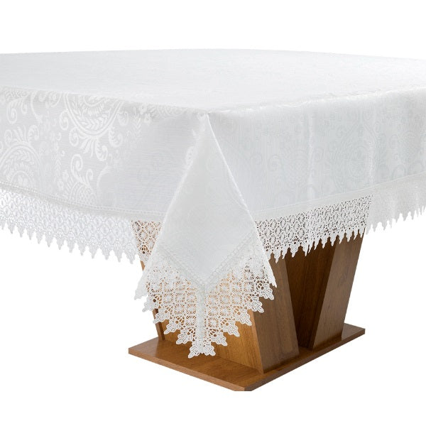 Toalha de Mesa Rafimex Jacquard - Renda Guipir Branca 1,60x2,50m
