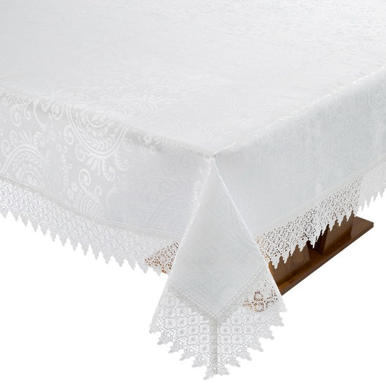 Toalha de Mesa Rafimex Jacquard - Renda Guipir Branca 1,60x2,50m