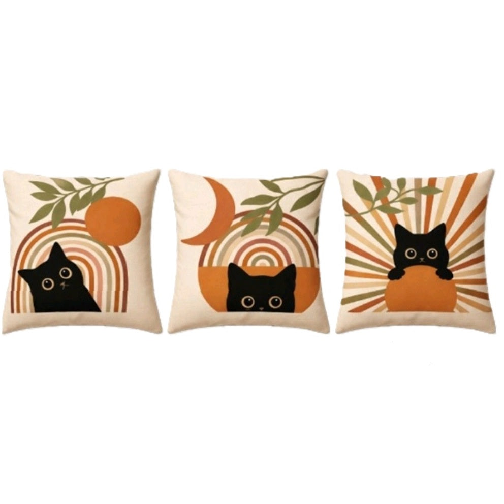 Trio Capas de Almofadas Marwi Linho 45x45 - Gatos