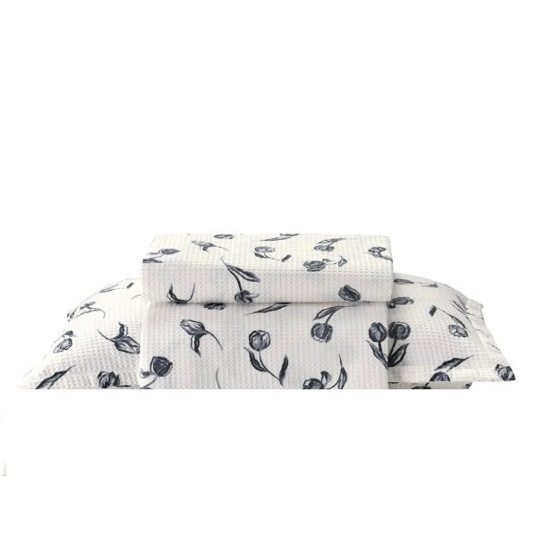 Kit Colcha Solteiro Döhler Piquet Estampada 100% Algodão - Tulipa C