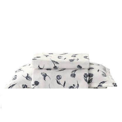 Kit Colcha Solteiro Döhler Piquet Estampada 100% Algodão - Tulipa C