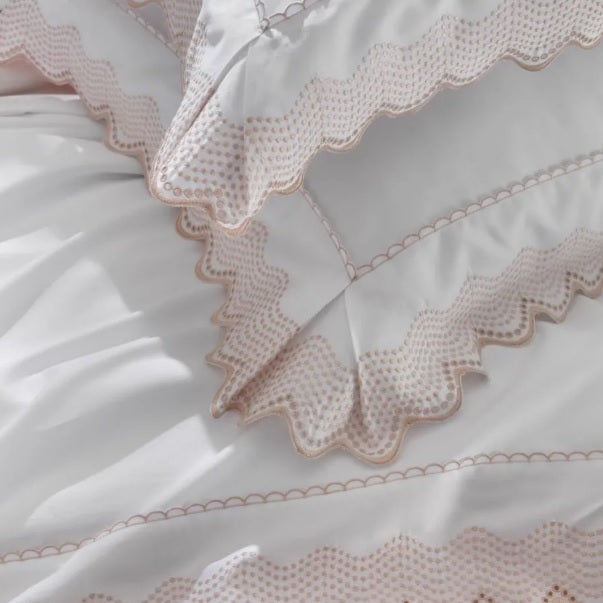 Jogo de Cama Casal 300 Fios Marken Fassi - Turmalina Branco e Rosa