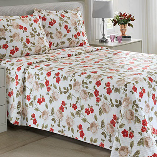 Kit Colcha King Döhler Piquet Estampada 100% Algodão - Vera 02