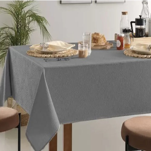 Toalha Mesa Karsten Sempre Limpa -  Vilares Cinza 1,60x3,20
