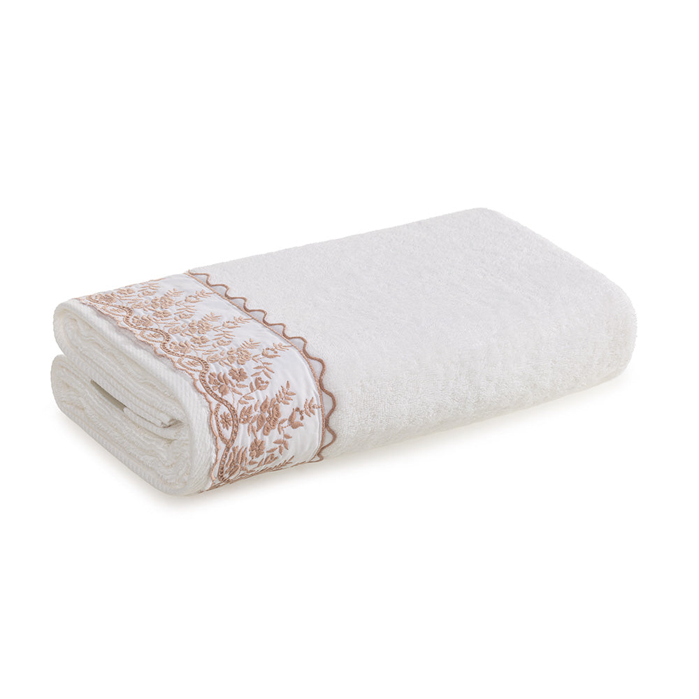 Toalha Rosto Karsten Fio Penteado Bordado - Antônia Branco/Rosa