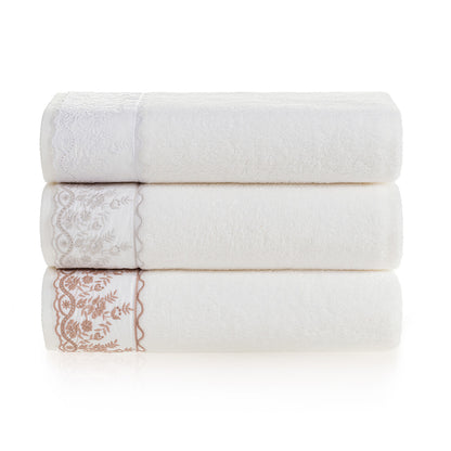Toalha Rosto Karsten Fio Penteado Bordado - Antônia Branco/Prata