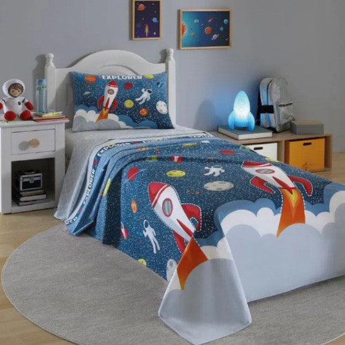 Jogo de Cama Infantil Döhler 130 Fios - Astronauta