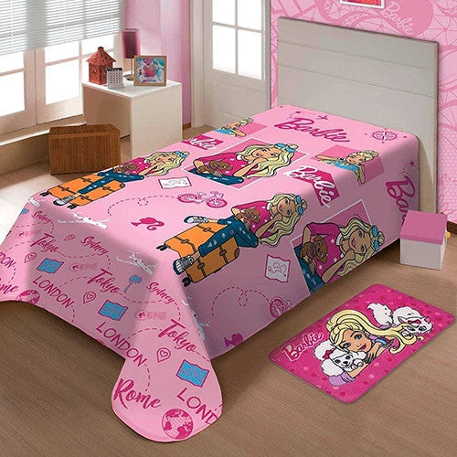Manta Solteiro Microfibra Jolitex - Barbie Viagens
