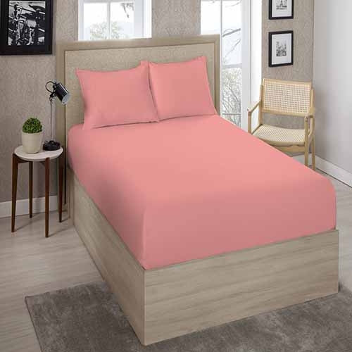 Lençol King Estamparia - 180 Fios-Coral