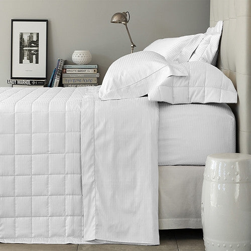 Jogo de Cama Casal Buddemeyer Damask Stripes Cetim 300 Fios - Branco