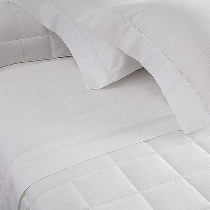 Jogo de Cama King Buddemeyer Damask Stripes Cetim 300 Fios - Branco