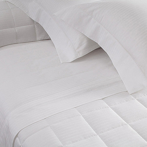 Jogo de Cama Casal Buddemeyer Damask Stripes Cetim 300 Fios - Branco