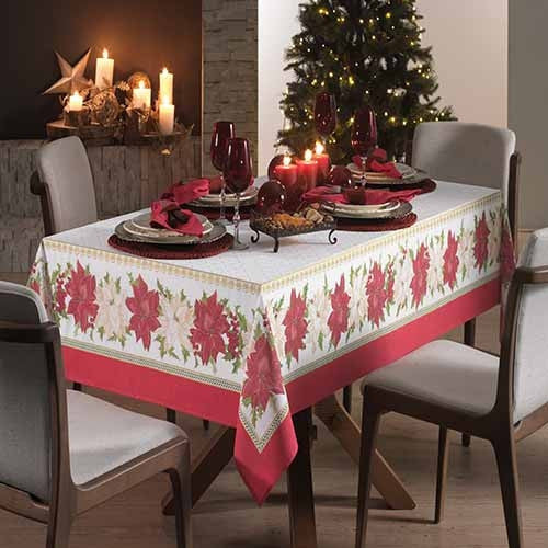 Toalha Mesa Natal Karsten - Estrela do Natal 1,40x2,10m