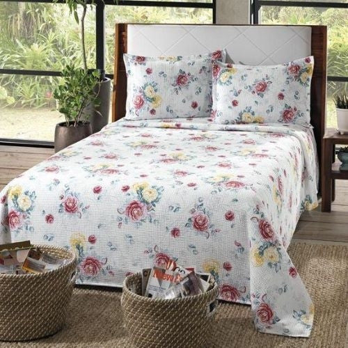 Kit Colcha Solteiro Döhler Piquet Estampada 100% Algodão - Larissa